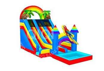rainbow inflatable double water slide with pool